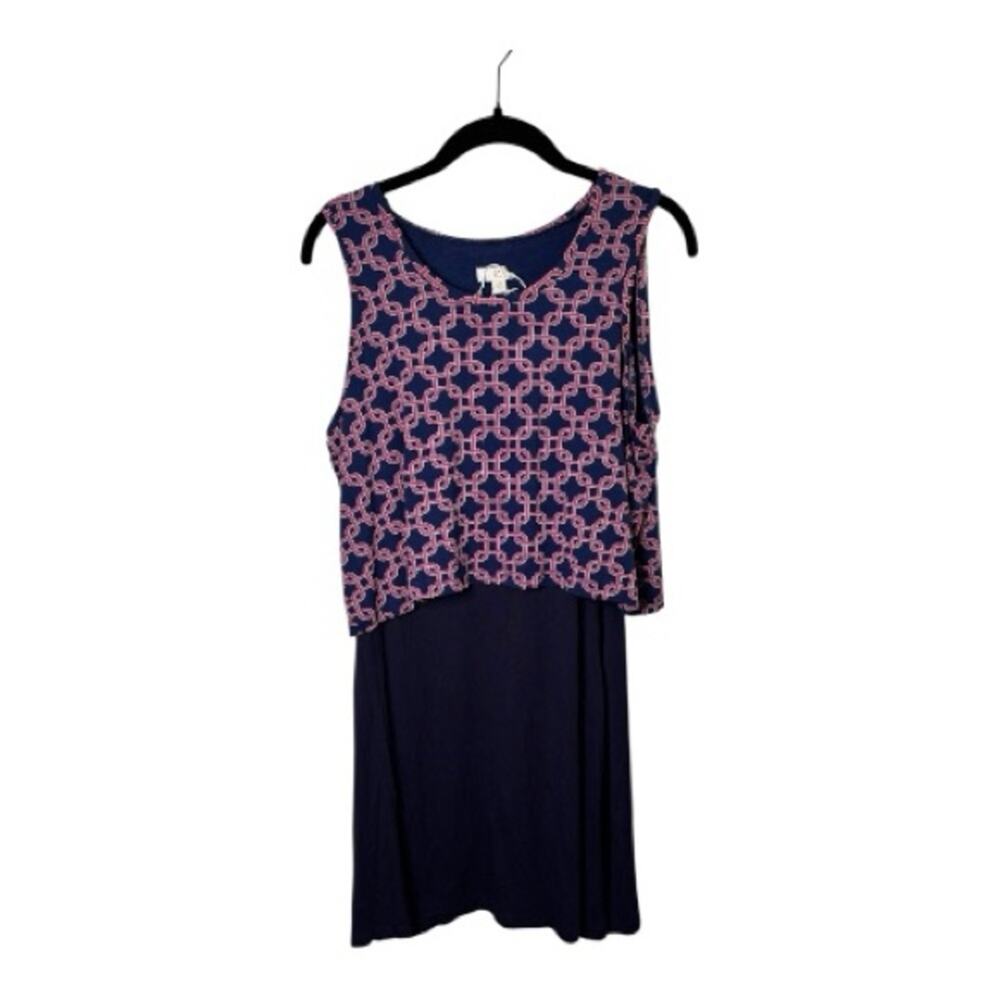 C Wonder Navy Blue Pink Tank Mini Dress Medium